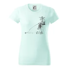 Kreslený rybár na pni