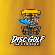 Discgolfový kôš s letiacim diskom eat sleep repeat