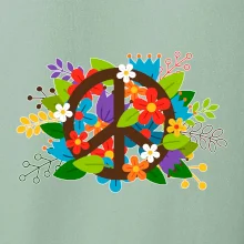Peace symbol prerastený kvetinami