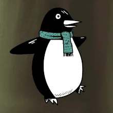 Tučniak so zeleným šálom