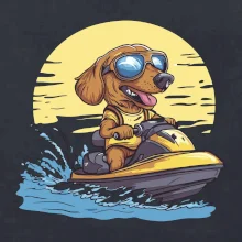 Jazvečík na vodnom skútri