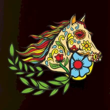 Kôň farebný s listami