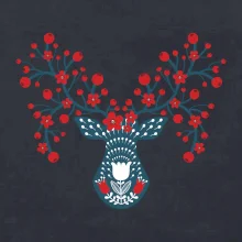 Folklór - jeleň s červenými plodmi
