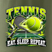 Tenisová raketa a míček eat sleep repeat