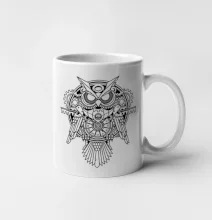 Steampunk sova čiernobiela Steampunk sova čiernobiela