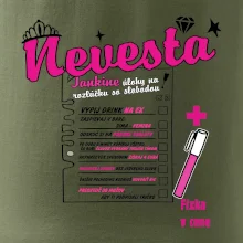 Tričko na rozlúčku s úlohami na chrbte + nápis nevesta