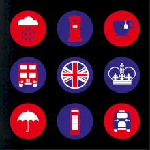 Anglicko symboly v kruhoch