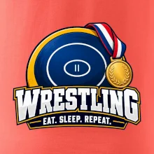 Zápasnická žíněnka se zlatou medailí eat sleep wrestling  repeat