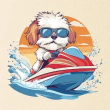 Bišónik na vodnom skútri