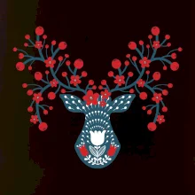 Folklór - jeleň s červenými plodmi