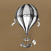 Teplovzdušný balón kreslený