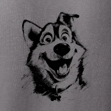 Čiernobiela karikatúra husky