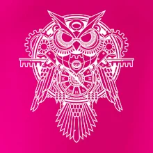 Steampunk sova čiernobiela