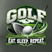 Golfová palica s loptičkou eat sleep repeat