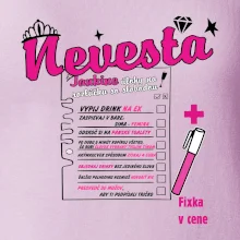Tričko na rozlúčku s úlohami na chrbte + nápis nevesta