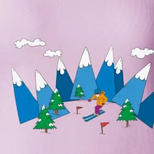 Lyžiar a farebné hory