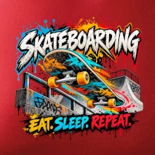 Skateboard ve street stylu eat sleep repeat