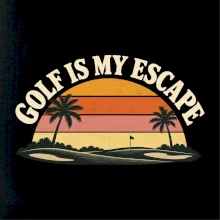 Golf is my escape retro západ slunce