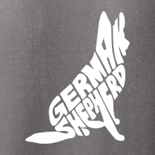 Nemecký ovčiak sediaci napis