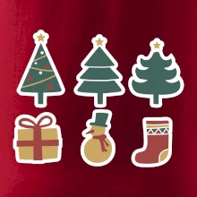 Vianočná sada - stromčeky a darčeky