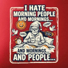 i hate morning people and mornings.... and people... - farebný obrázok