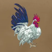 Kohút kreslený biely