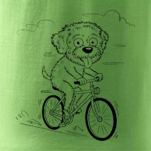 Lagotto romagnolo karikatúra na bicykli čierna