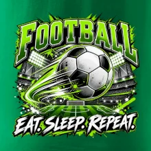 Futbalová lopta a štadión eat sleep repeat