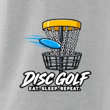 Discgolfový kôš s letiacim diskom eat sleep repeat