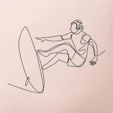 Surfer na vlne jedným ťahom