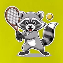 Mýval hrá tenis kreslený