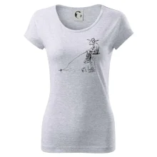 Kreslený rybár na pni