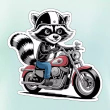 Mýval na motorke kreslený