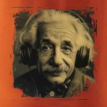 Albert Einstein so slúchadlami Albert Einstein so slúchadlami