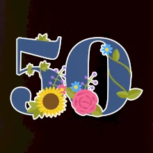 Kvetinové číslo kreslené - 50