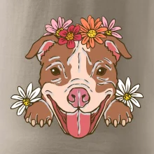 Americký stafordšírsky teriér hlava s kvetinami