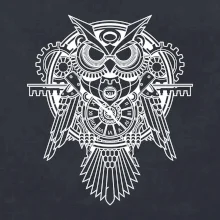 Steampunk sova čiernobiela Steampunk sova čiernobiela