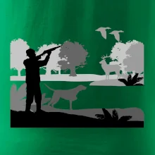 Lovec a stavač v lese