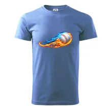 Letící baseballový míček v plamenech