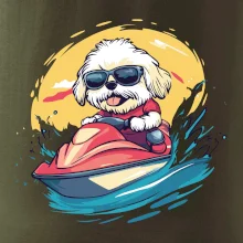 Lhasa Apso na vodnom skútri