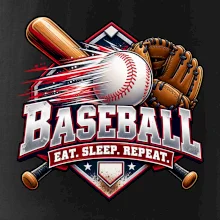 Baseballová pálka s rukavicou eat sleep repeat