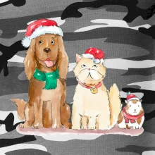 Veselé vianoce - pes, škrečok a mačka