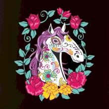 Kôň farebný s kvetinami