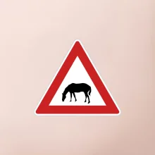 Dopravná značka - Pozor pasúci sa kôň