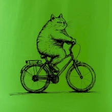 Tučná mačka na bicykli