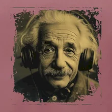 Albert Einstein so slúchadlami