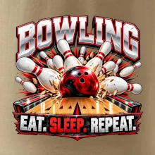 Bowlingová guľa a kolky eat sleep repeat