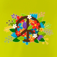 Peace symbol prerastený kvetinami