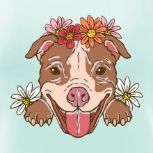 Americký stafordšírsky teriér hlava s kvetinami