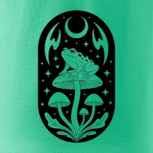 Goblincore čiernobiela oválna žaba